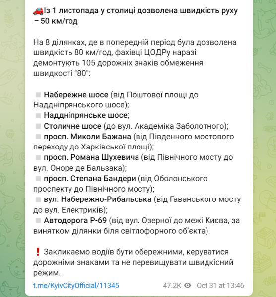 Обмеження швидкості руху в Києві змінили на 8 ділянках доріг - де нові знаки для водіїв, адреса 6