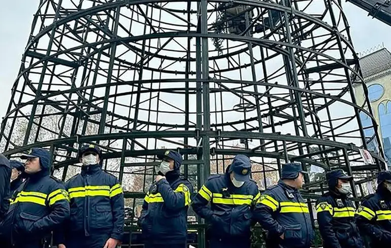 Ялинка протесту в Тбилисі - прапори ЄС, Грузії та України і фотографії постраждалих і затриманих 1