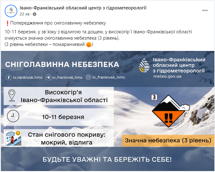 Погода в Україні сьогодні і завтра несе снiголавинну небезпеку у горах - прогноз на 10 і 11 березня 2