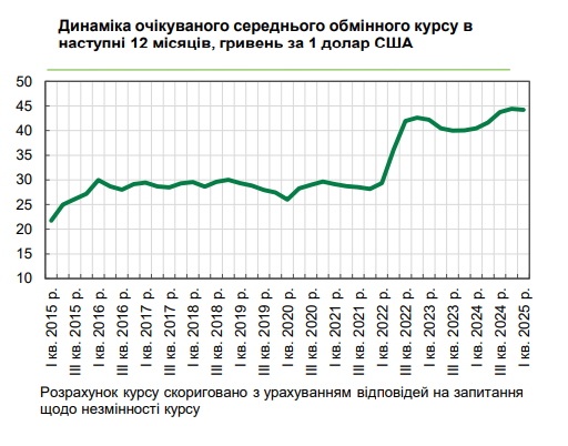 Курс долара у 2025 році буде нижчим за 45 гривень 2