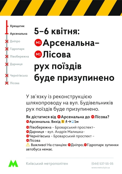 Метро в Києві - 5 і 6 квітня не працюватимуть шість станцій 2