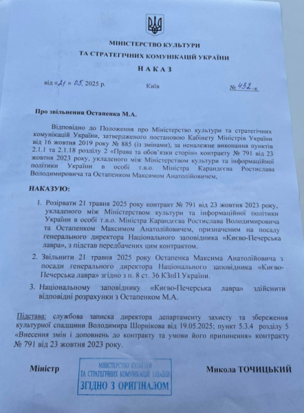 Максим Остапенко звільнений з посади гендиректора заповідника Києво-Печерська лавра - що відомо, Мінкульт 2