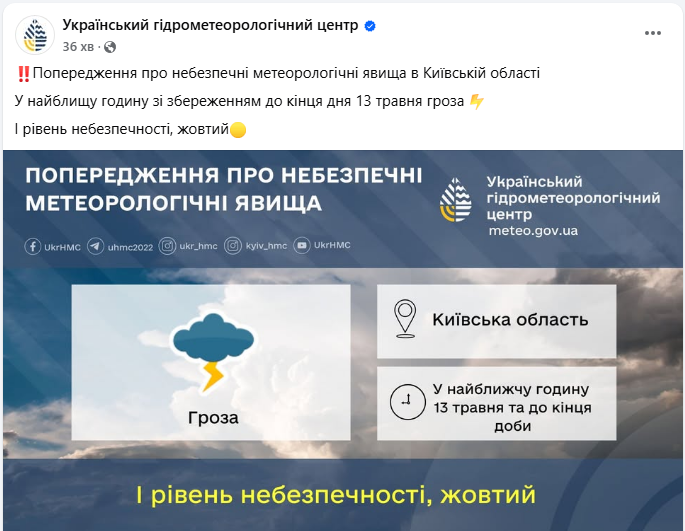 Погода в Києві та області сьогодні 13 травня несе дощ і грозу до кінця дня - прогноз 2