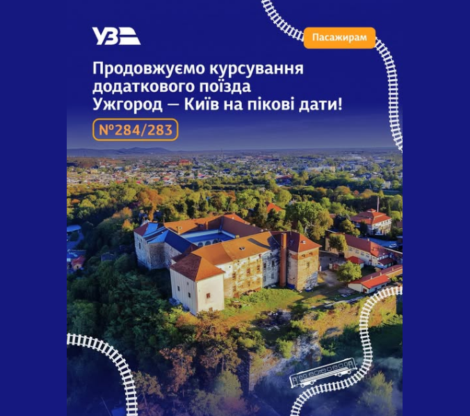 Поїзд Київ Ужгород 284 або 283 у червні Укрзалізниця не скасовує - розклад руху, графік 3
