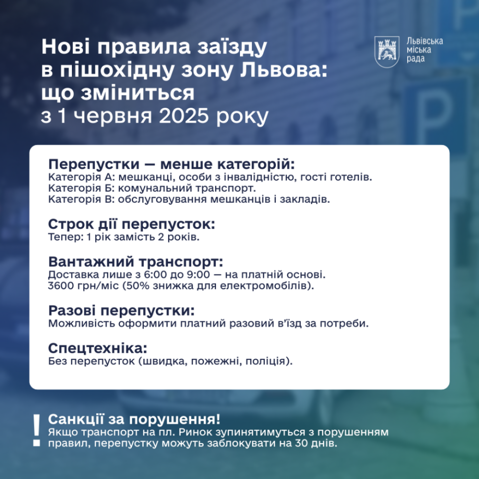 У Львові правила в’їзду до пішохідної зони змінили із 30 червня – як отримати нову перепустку 2