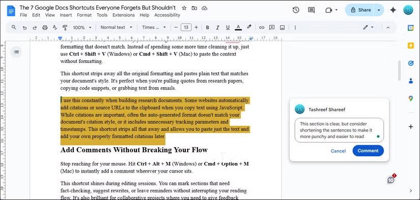 Google Docs - корисні поєднання клавіш, список 2