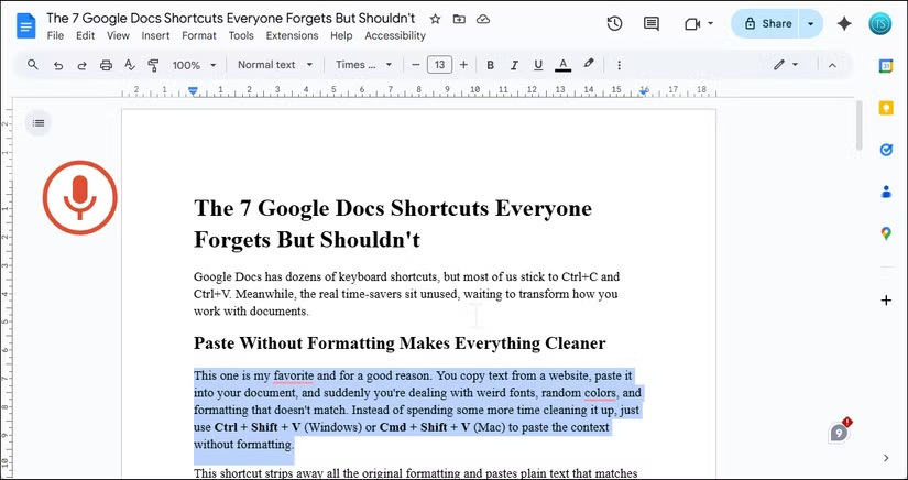 Google Docs - корисні поєднання клавіш, список 3