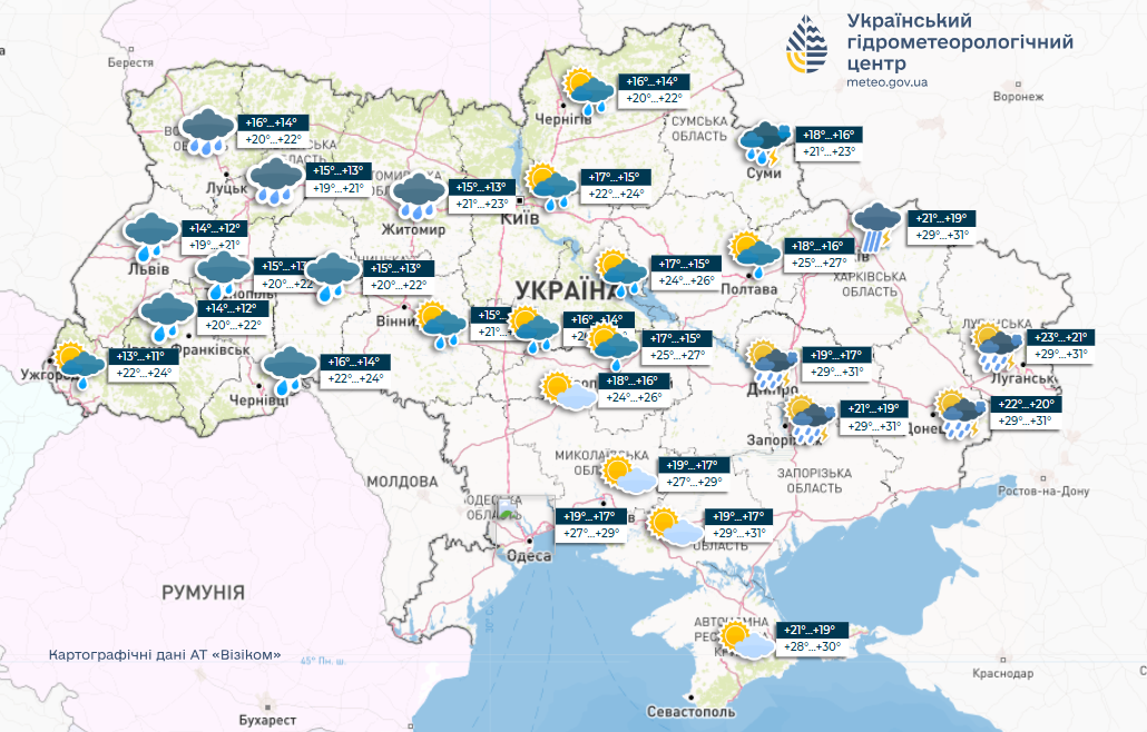 Погода в Україні 20 липня буде з дощами та спекою 2
