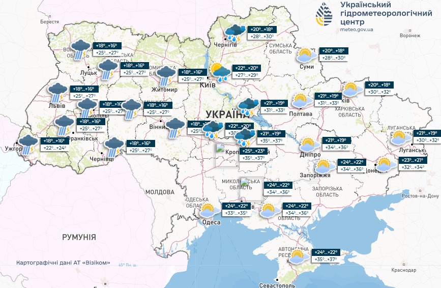 Погода в Україні 28 липня - синоптики назвали регіони з сильними дощами та вітром 2