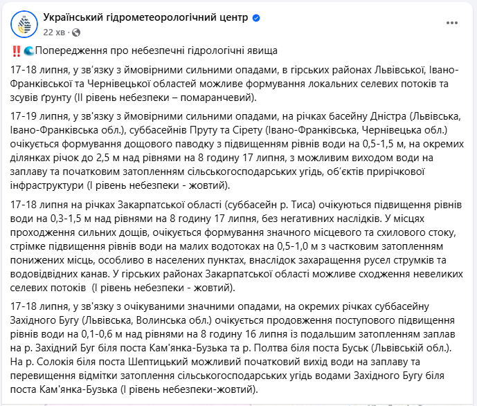 Погода в Україні і зливи можуть підняти рівень води у річках - де буде негода, прогноз 5