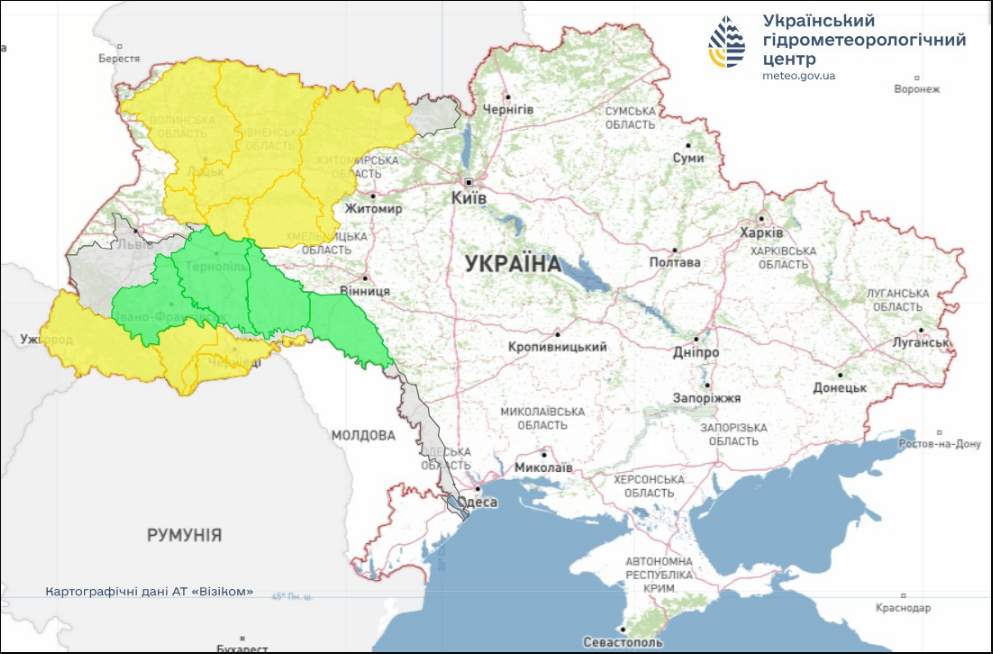 Погода в Україні несе сильні зливи і підйом рівня води в річках - де може бути потоп, карта 2