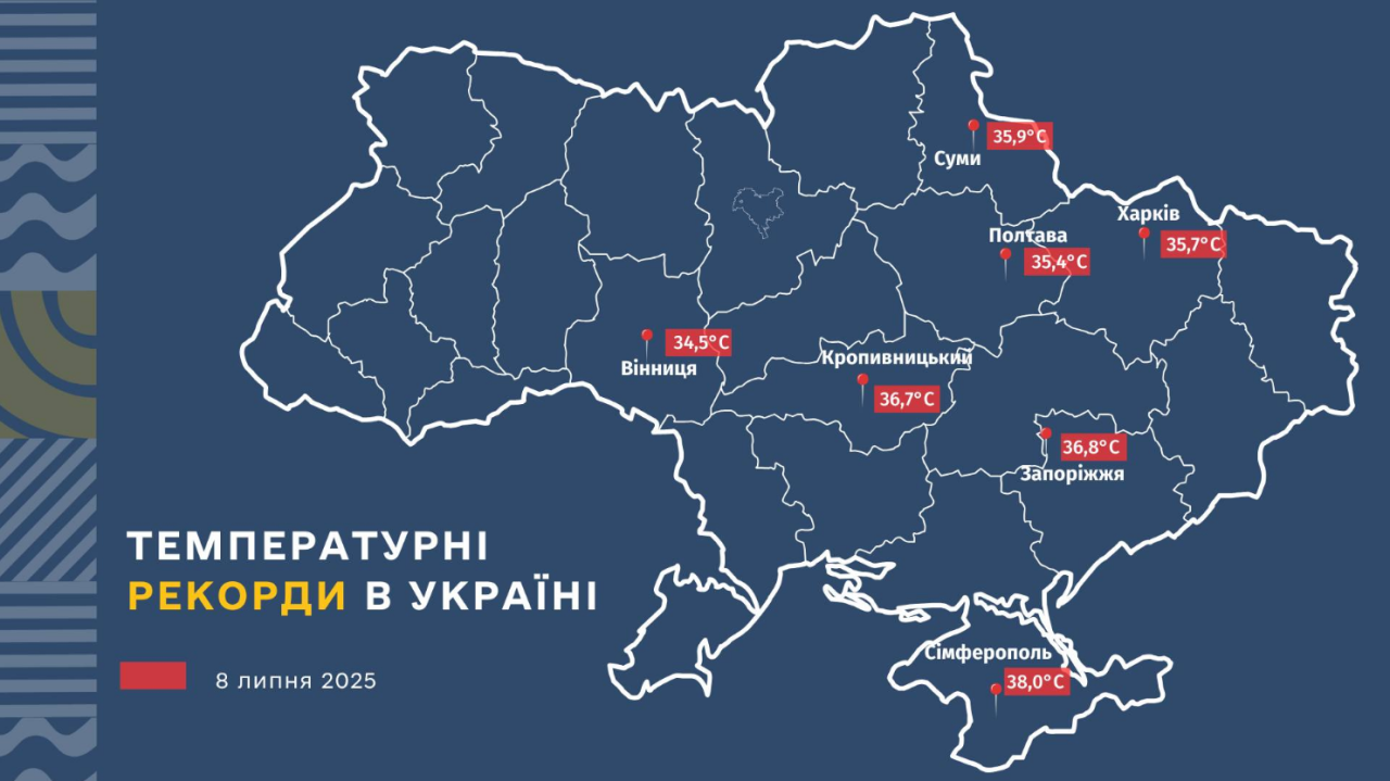 Погода в Україні в липні фіксує нові рекорди температури повітря - в яких містах спека, карта 3