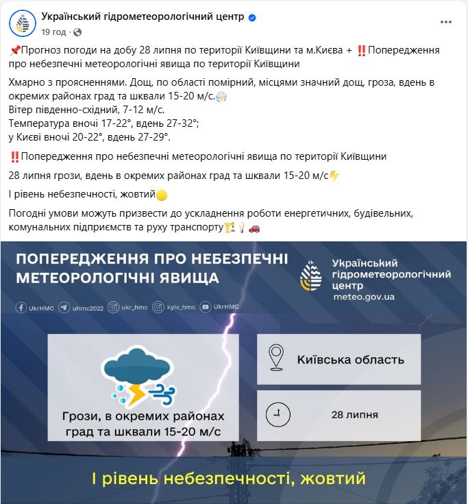 Сильні зливи сьогодні і до 30 липня небезпечні підвищенням рівня води і паводками - прогноз погоди 4