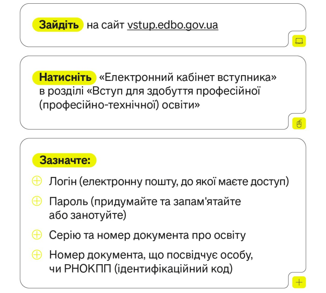Вступ 2025 до профтеху або ПТУ онлайн через електронний кабінет - як подати заяву, інструкція 3