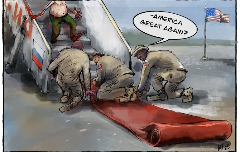 Саміт Трампа і Путіна на Алясці - удожники критикують церемонію зустрічі в США - фото 1