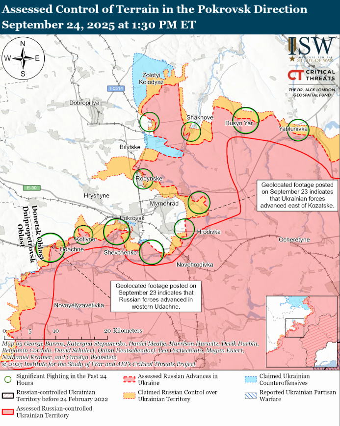 Карти ISW 25 вересня - армія РФ штурмує по багатьох напрямках фронту 12