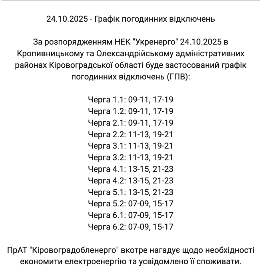 Графіки відключення світла 24 жовтня в Україні - де дивитися, скільки годин не буде електрики Графіки відключення світла 24 жовтня в Україні - де дивитися, скільки годин не буде електрики 15