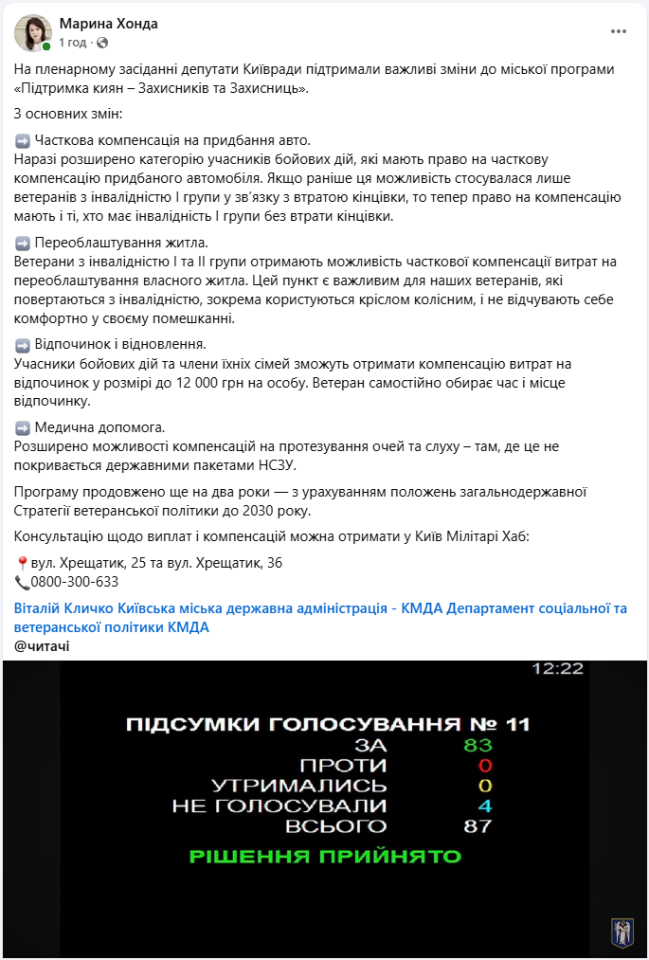 Програма підтримки ветеранів війни і УБД в Києві розширена і продовжена - що змінилось, компенсація 2