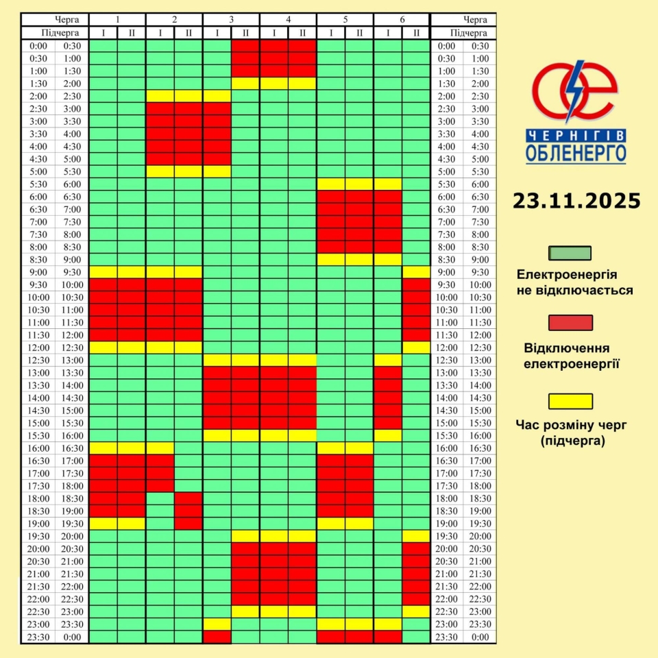 Графіки відключення світла в Україні 23 листопада - повний список по областях 14