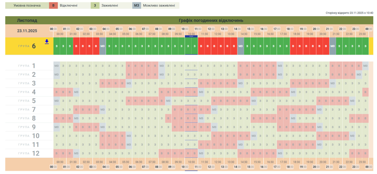 Графіки відключення світла в Україні 23 листопада - повний список по областях 13