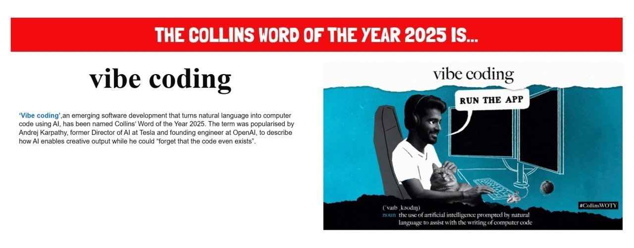 Слово 2025 року - словник Collins обрав vibe coding - новини культури 2