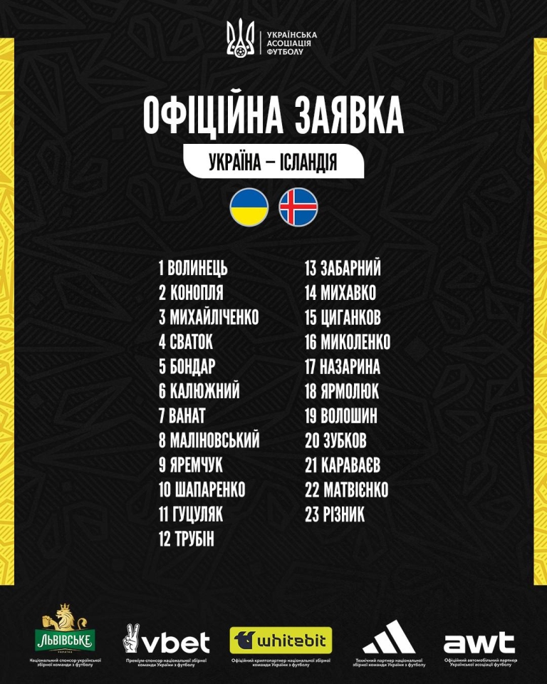 Україна Ісландія, офіційна заявка синьо-жовтих Україна Ісландія, офіційна заявка синьо-жовтих 2