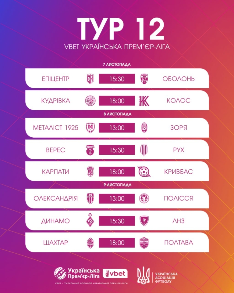 УПЛ, 12 тур - повний розклад та де дивитися УПЛ, 12 тур - повний розклад та де дивитися 3