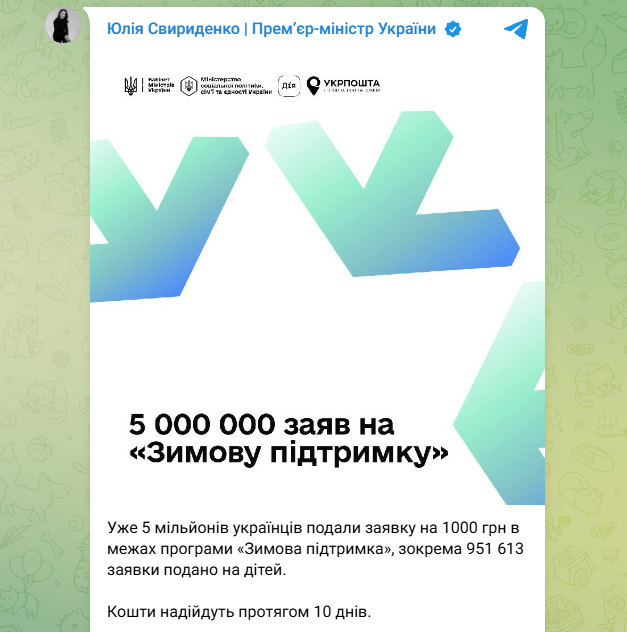 Зимова підтримка 2025 доступна через заявку в Дія або Укрпошта - як отримати, на що витратити 2