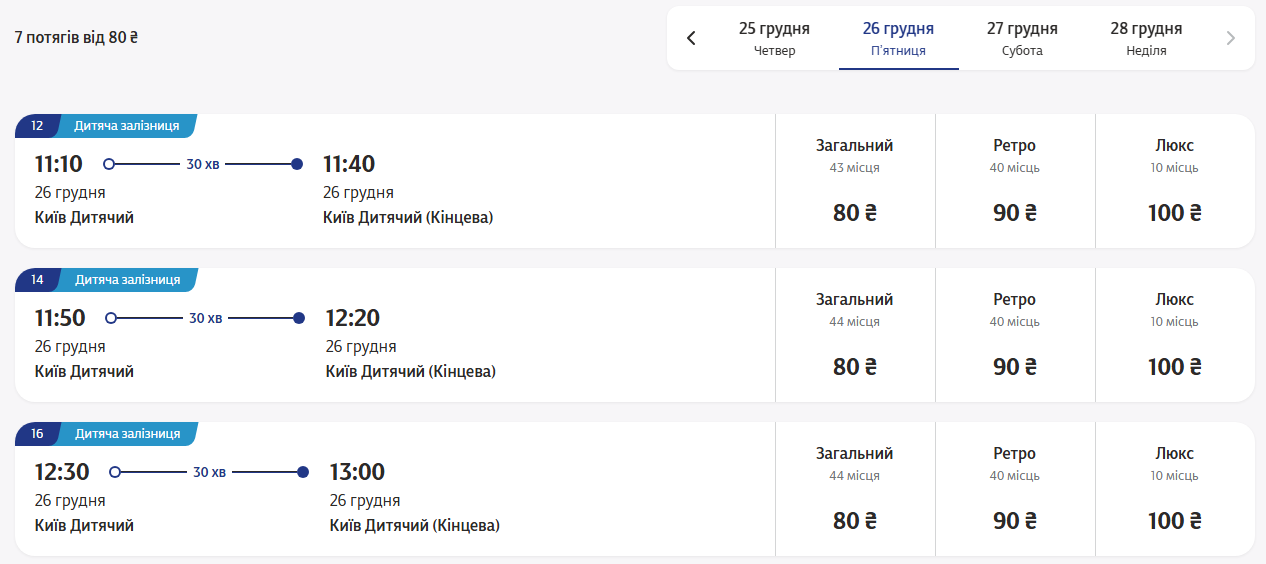 Дитяча залізниця Київ, Дніпро, Львів і Рівне дає купити квиток онлайн - ціна, графік роботи 6