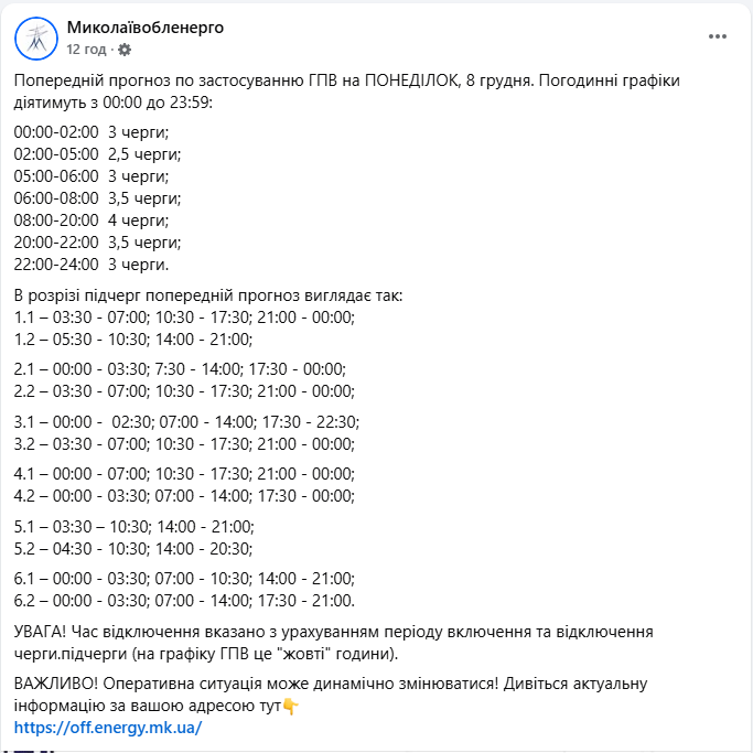 Графік відключення світла на сьогодні 8 грудня ДТЕК і обленерго - Київ, Житомир, Закарпаття 18