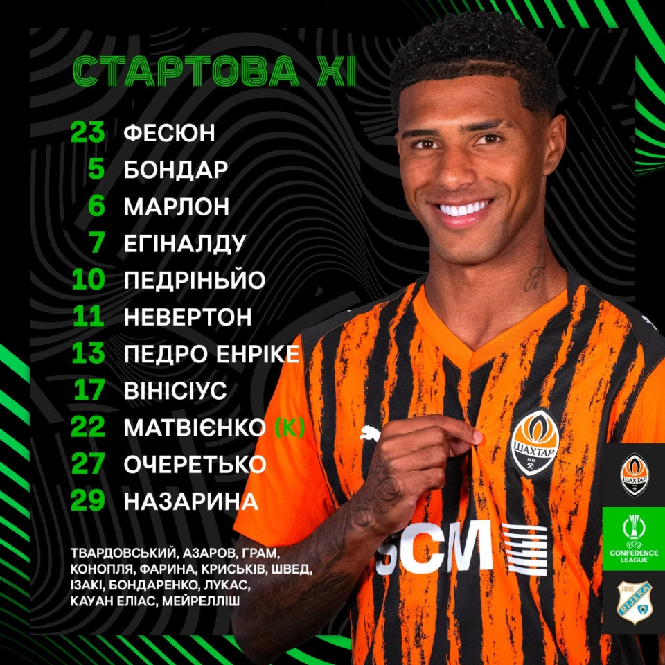 Шахтар та Динамо у Лізі конференцій – стартові склади 18 грудня 2