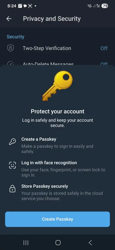 Telegram запускає вхід без SMS-кодів через Passkeys 2