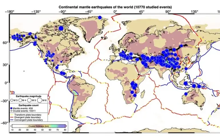 Мантійні землетруси – це явище, яке викликане рухами в земній мантії. Дослідники виявили їх у різних регіонах світу, де спостерігаються активні геологічні процеси. Ці землетруси відрізняються від звичайних, оскільки їх епіцентри розташовані на значній глибині, що робить їх менш відчутними на поверхні. Вчені продовжують вивчати ці явища, щоб краще зрозуміти їх природу та вплив на земну кору. 1