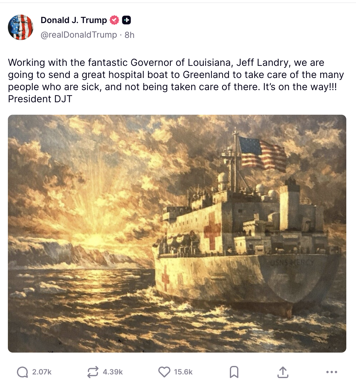 Трамп має намір придбати Гренландію - США направляють до острова плавучий медичний заклад. Трамп має намір придбати Гренландію - США направляють до острова плавучий медичний заклад. 2