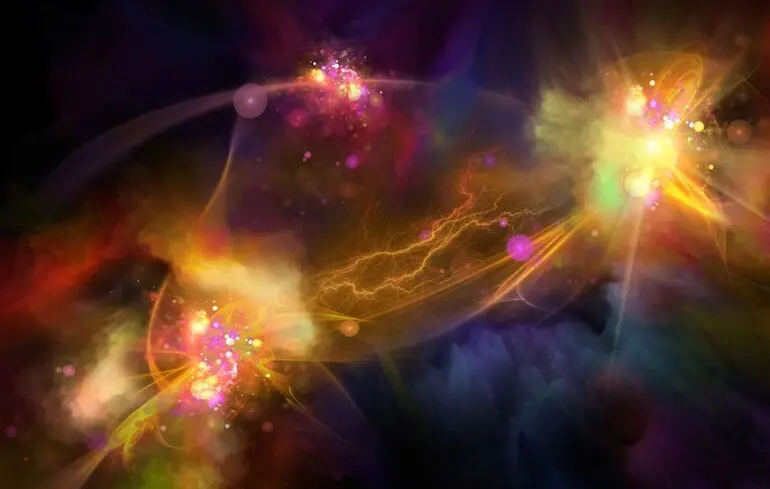 Вчені з Массачусетського технологічного інституту та Європейської організації ядерних досліджень, після проведення моделювання, змогли візуалізувати стан Всесвіту після Великого вибуху, який нагадує суп. 1