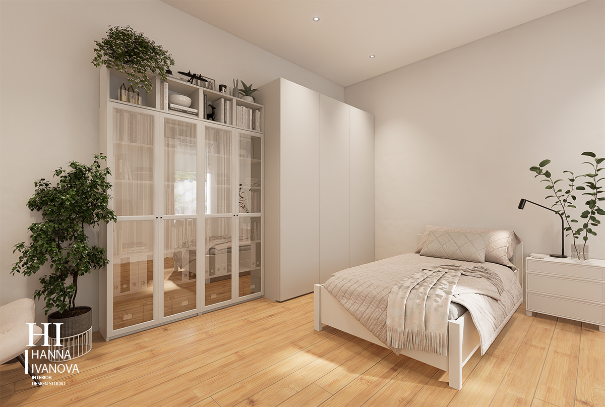 Тренд спальні 2026: менше меблів, вища якість кожного предмету Мінімалістична спальня з якісними меблями у відновленій квартирі - тренд 2026 року