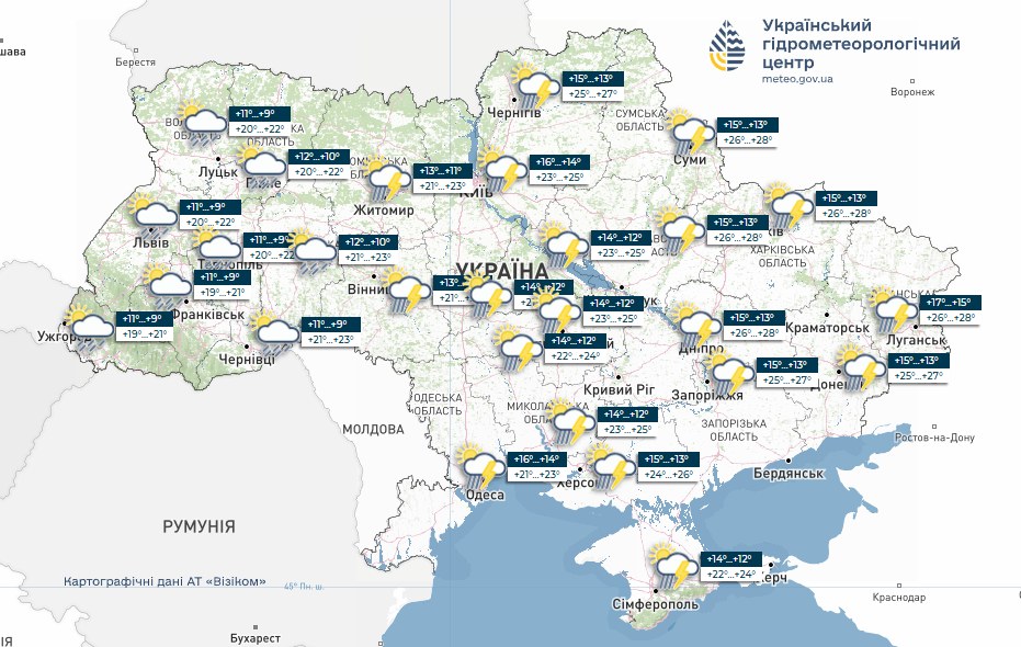 Погода в Україні 19 травня - очікуються грози, град та шквальні вітри. 2