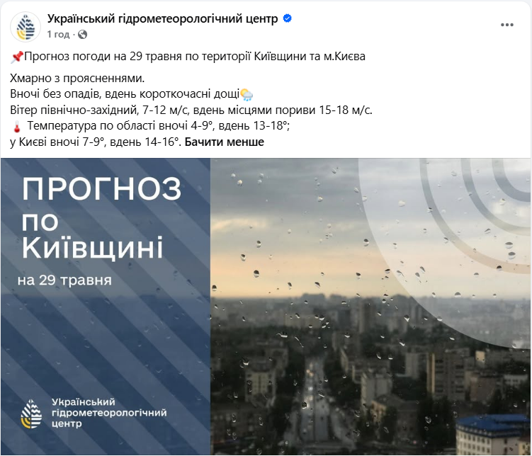 Погода в Україні та Києві 29 травня - де очікуються небезпечні пориви вітру, опади та грози, карта. 4