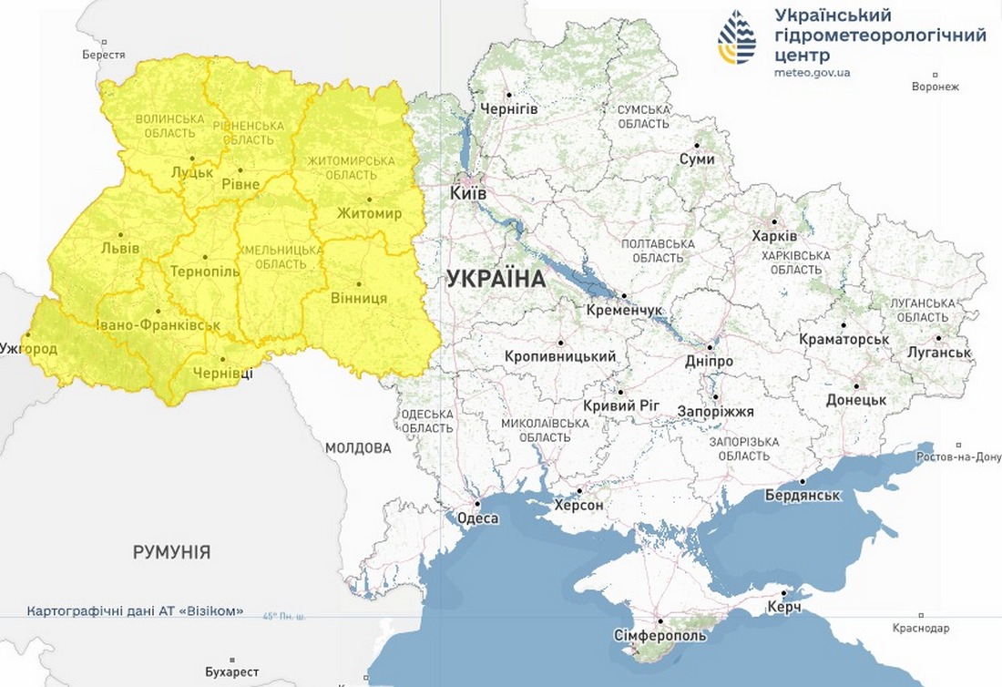 Штормове попередження було оголошено 8 травня в Україні. 2