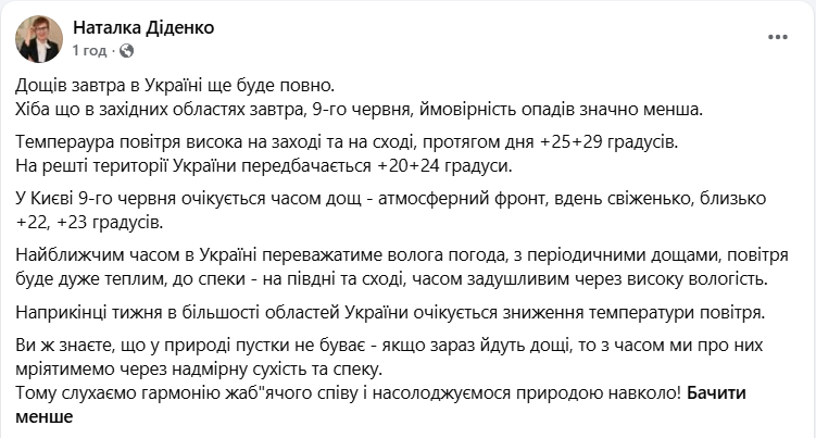 Погода в Україні та Києві 9 червня передбачає дощі та теплі температури. Коли очікується похолодання? Погода в Україні та Києві 9 червня передбачає дощі та теплі температури. Коли очікується похолодання? 5